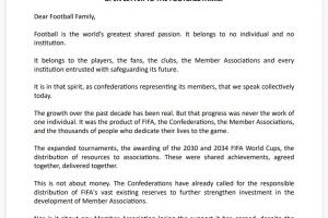 欧/亚/中北美足联联合声明:FIFA并未承认出售提案存在根本性错误