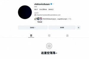重新开始?弗拉霍维奇清空社交媒体+头像换黑,只留下简介