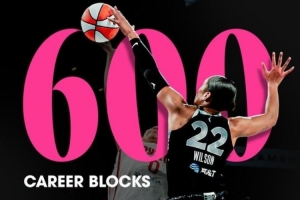 里程碑!阿贾·威尔逊生涯盖帽数来到600次 WNBA历史第6人