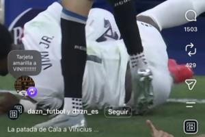 倒地后被对手踢后背!维尼修斯发文讽刺:给维尼修斯黄牌