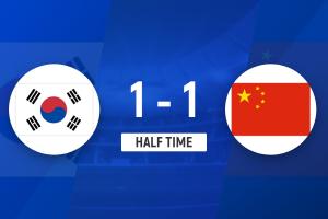 半场-U23国足1-1韩国U23 王钰栋单刀破门毛伟杰献助攻李英俊扳平